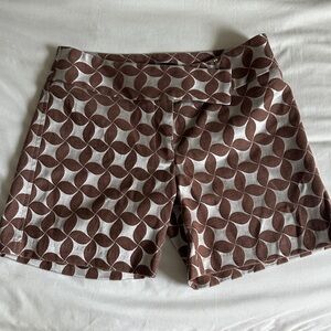 INC International Concepts High Waist Brown and White Patterned Shorts